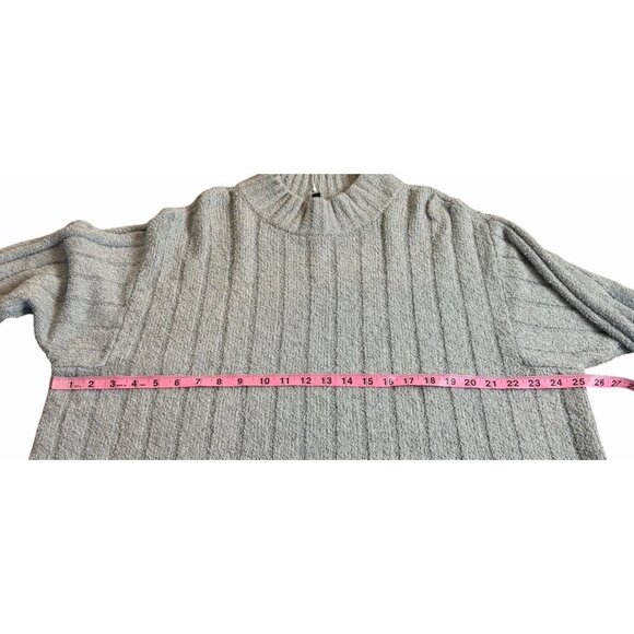 Eileen Fisher LARGE FROST Organic Cotton/Cashmere Fluffy Rib Turtleneck Sweater - Picture 12 of 12